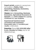 Expert grinds in Irish, Maths, Accounting, Hpat,Economics, Business,Spanish Expert grinds in Irish, Maths, Accounting, Hpat,Economics, Business,Spanish